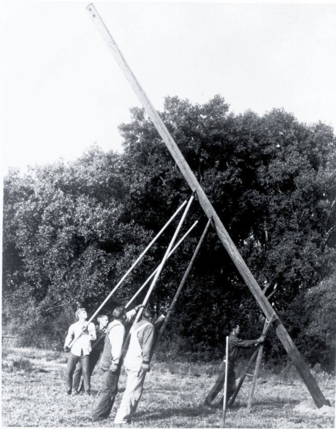 crew setting a pole