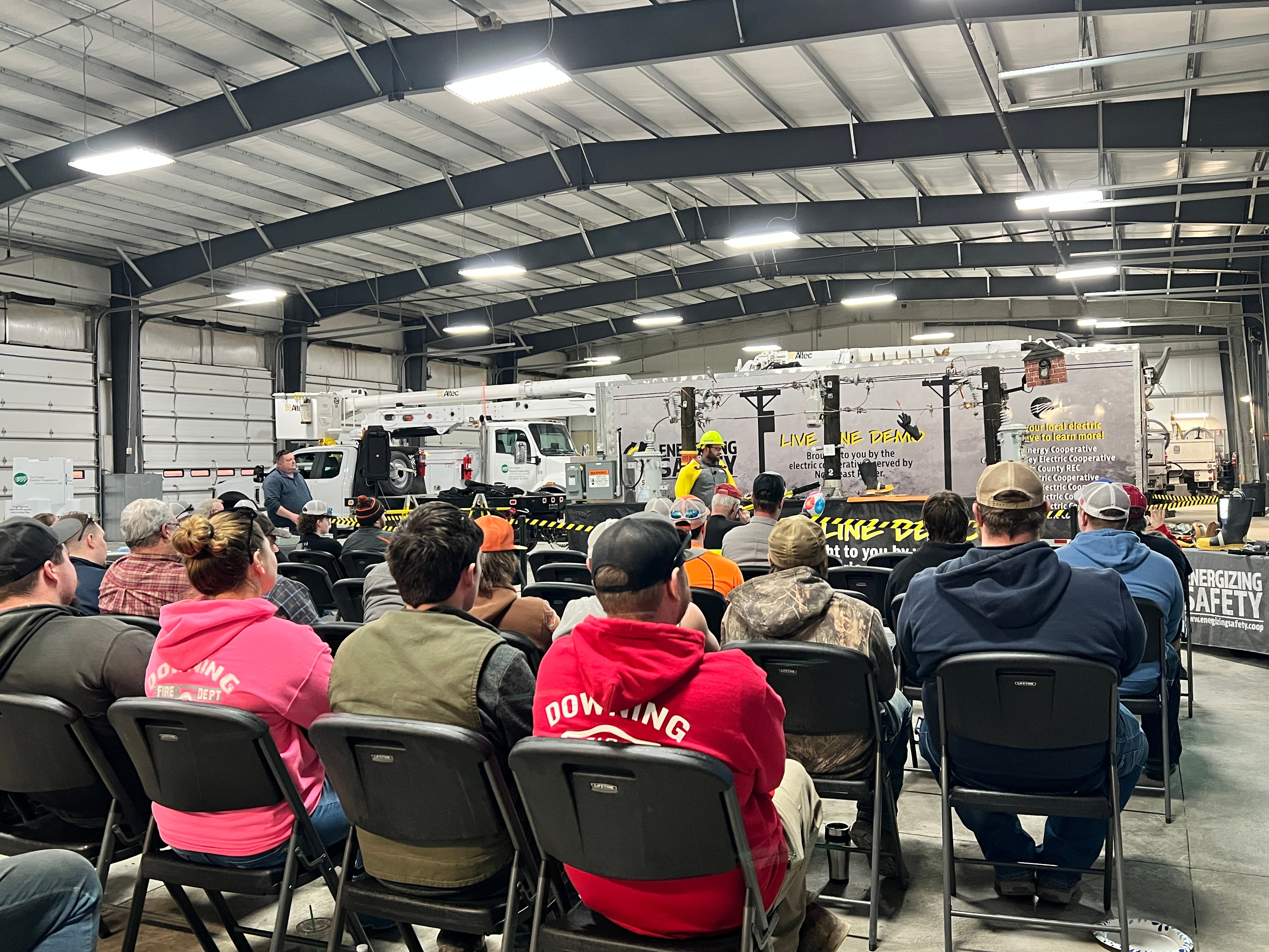 first responders using a test live line demonstration
